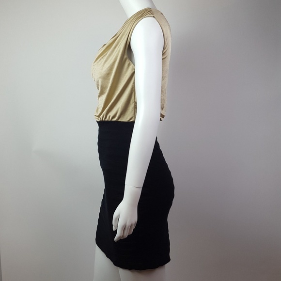 Express Gold Black Dress XS - Picture 2 of 6